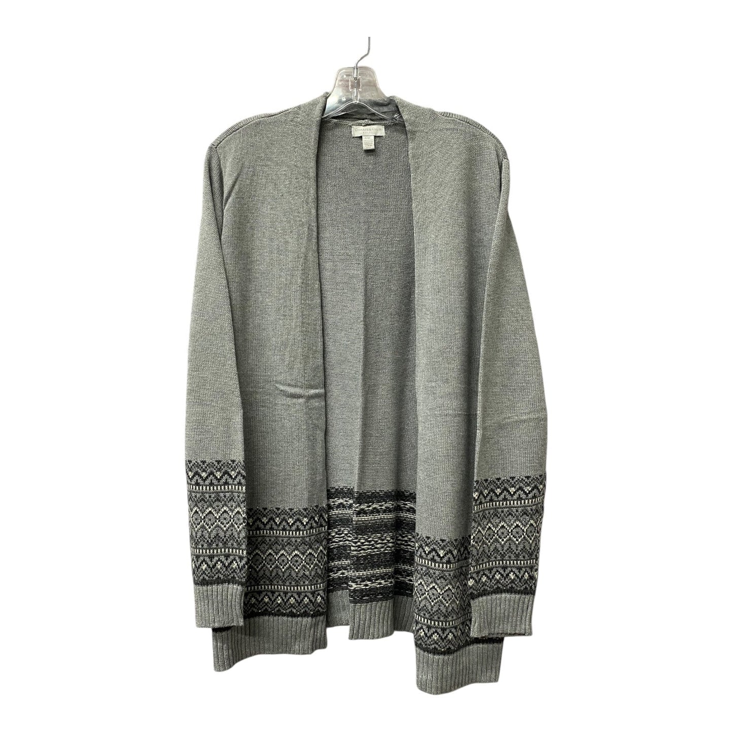 Sweater Cardigan By Charter Club In Grey, Size:Xlp