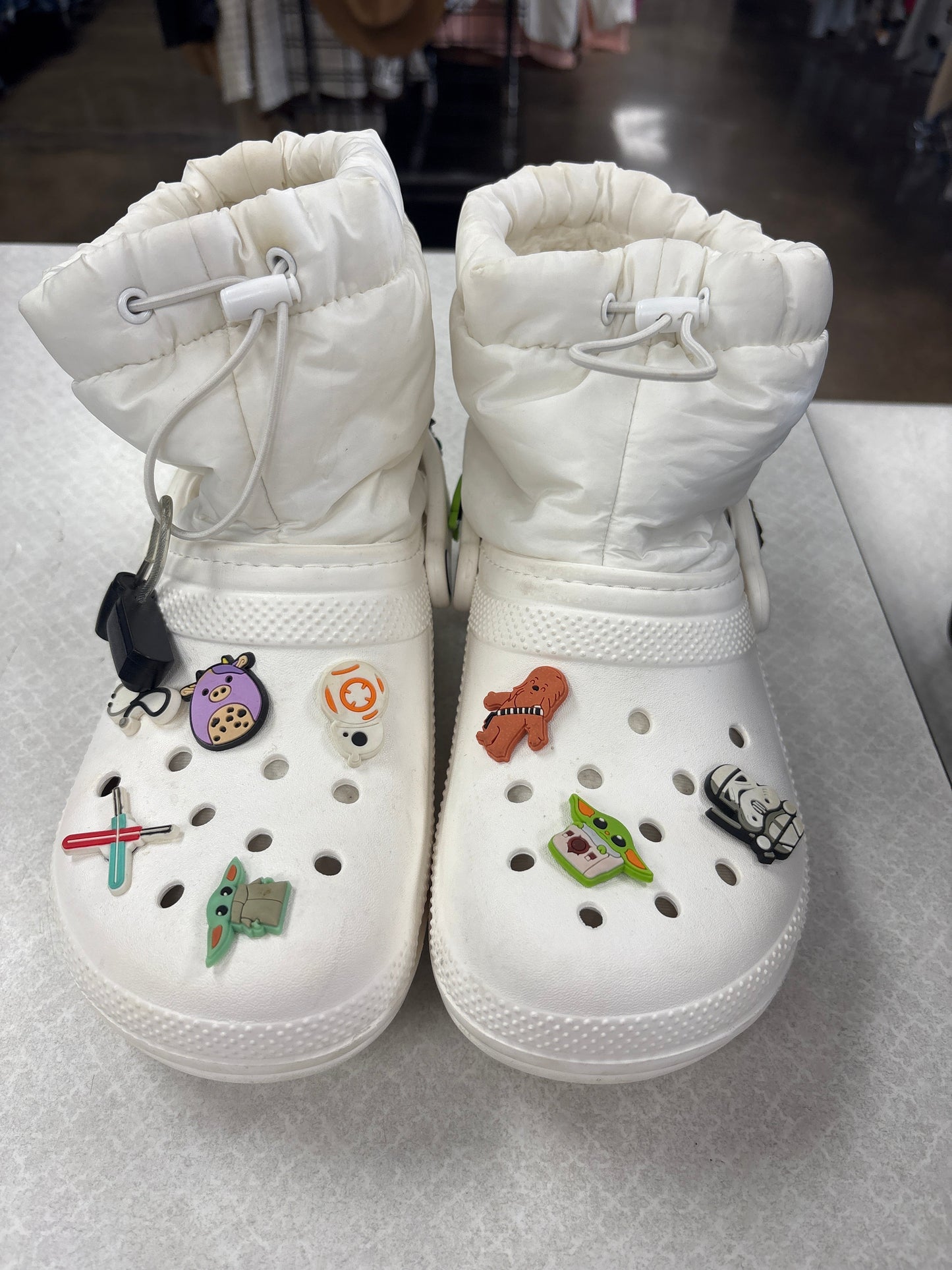 Boots Ankle Flats By Crocs In White, Size:7