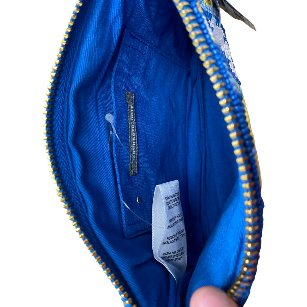 Makeup Bag By Anthropologie In Blue & Yellow, Size:Small