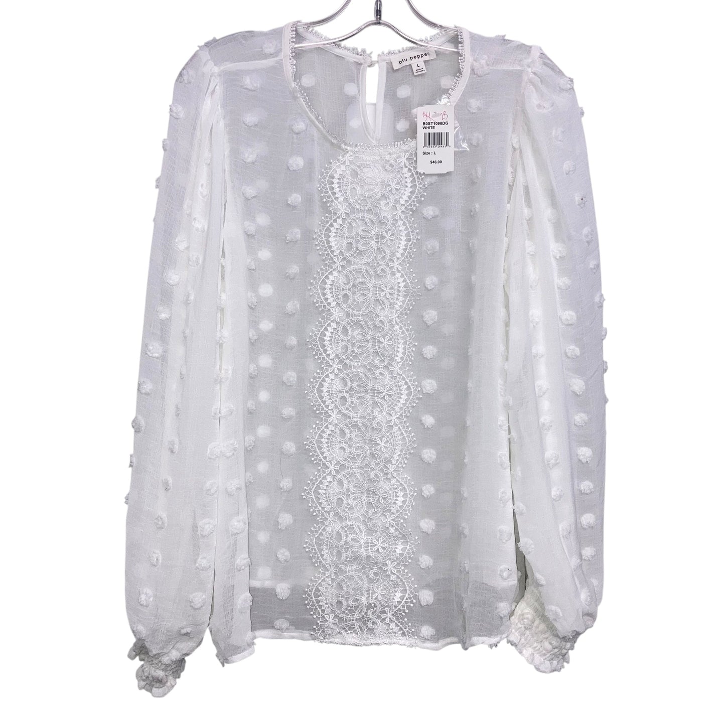 Top Ls By Blu Pepper In White, Size:L