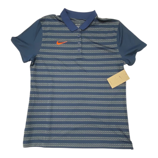 Athletic Top Ss By Nike In Striped Pattern, Size:L