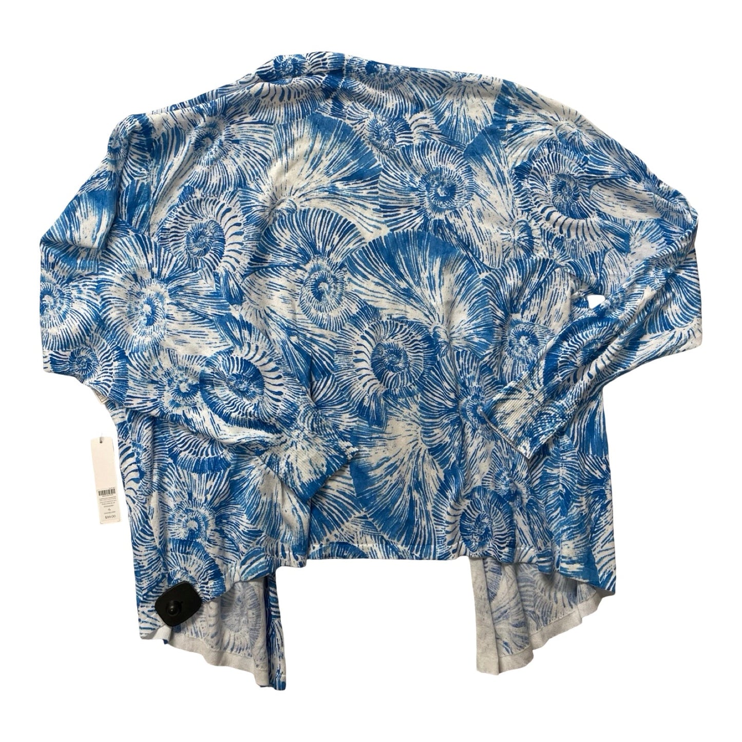 Sweater Cardigan By Chicos In Blue & White, Size:Xxl
