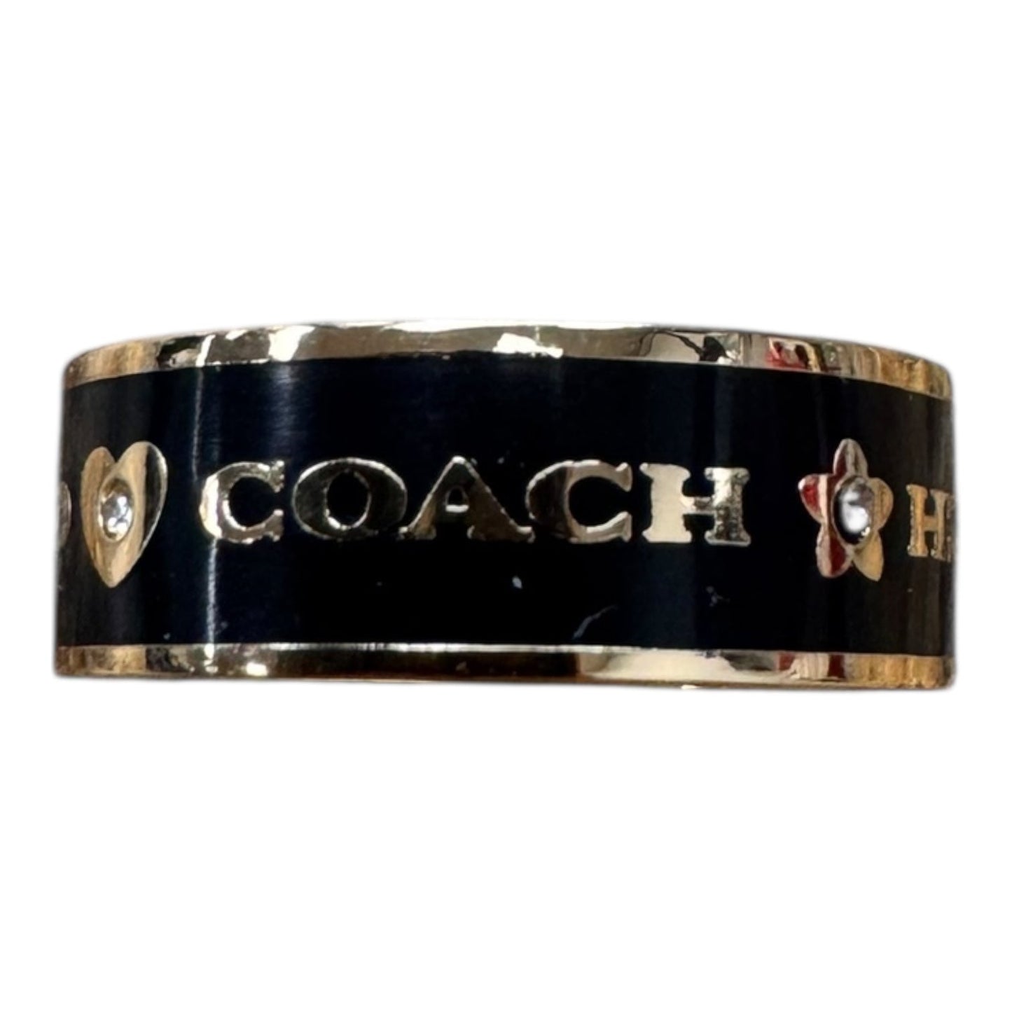 Ring Designer By Coach In Black & Gold, Size:7