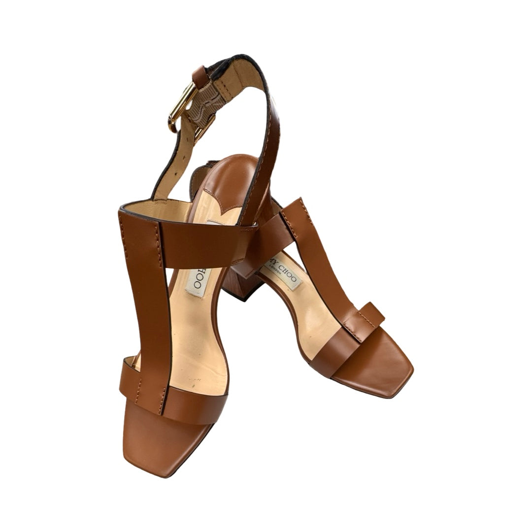 Sandals Luxury Designer By Jimmy Choo In Brown, Size:9 (EU39.5)