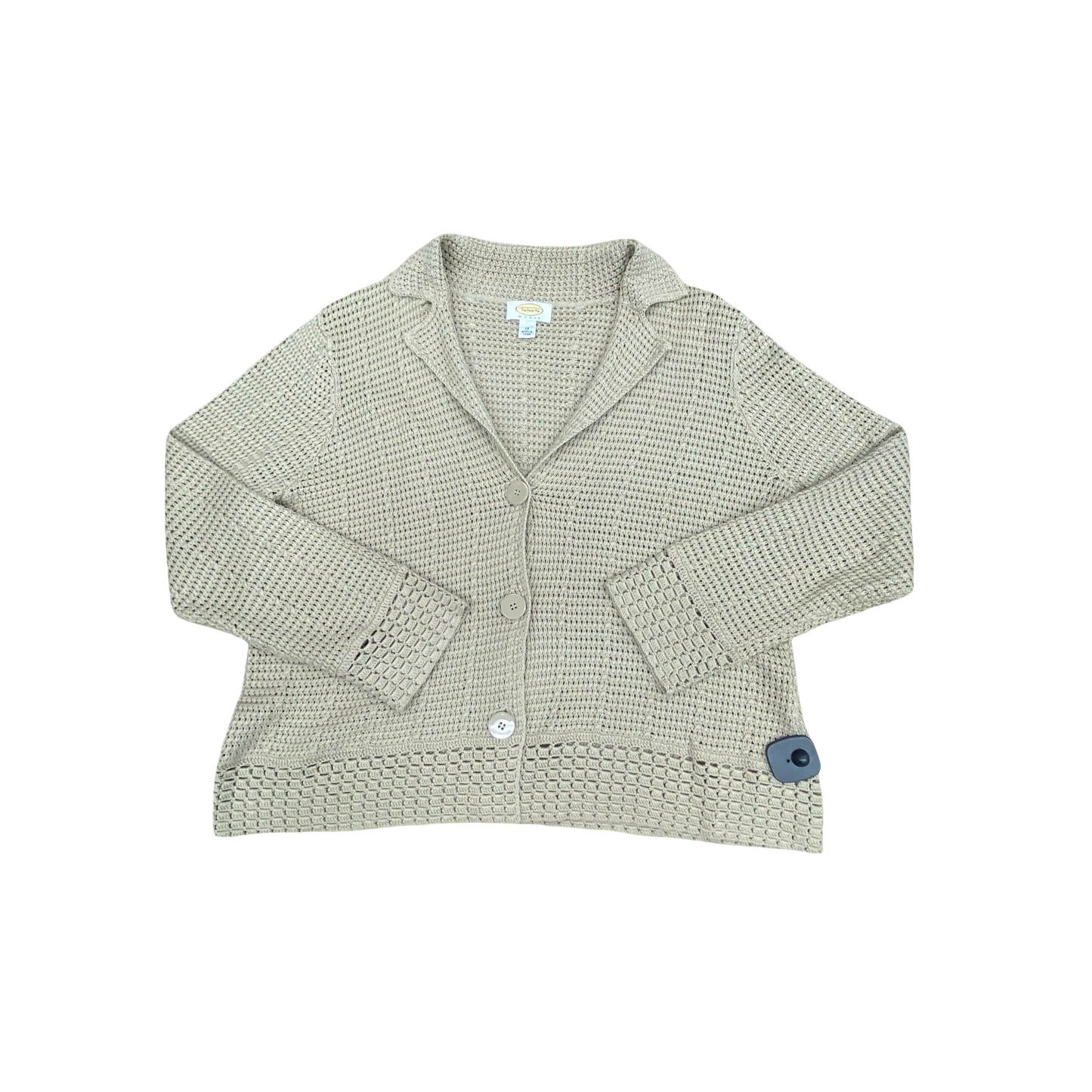 Sweater Cardigan By Talbots In Tan, Size:1X