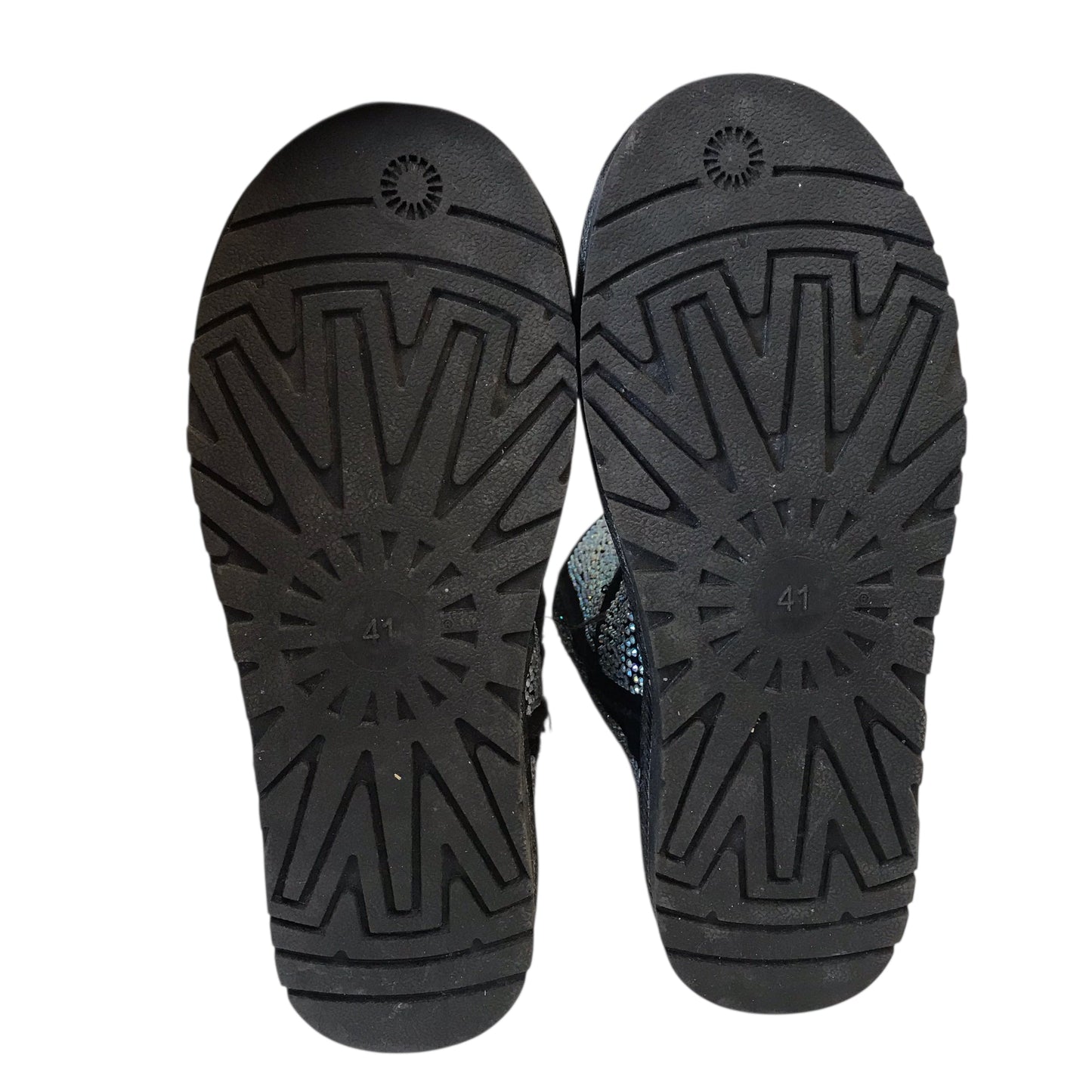 BOOTS ANKLE FLATS in BLACK & SILVER, Size:11