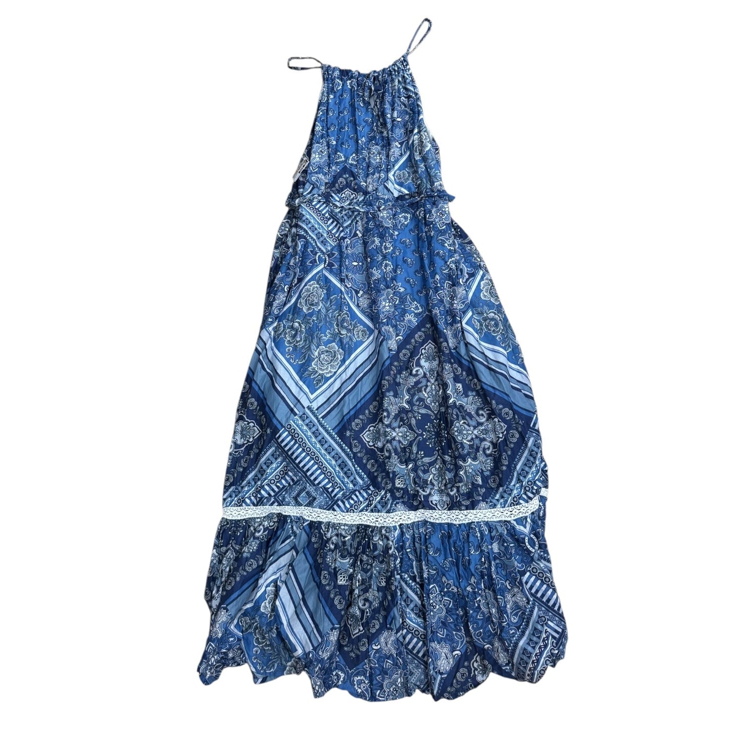 Dress Casual Maxi By Lucky Brand In Blue & White, Size:L
