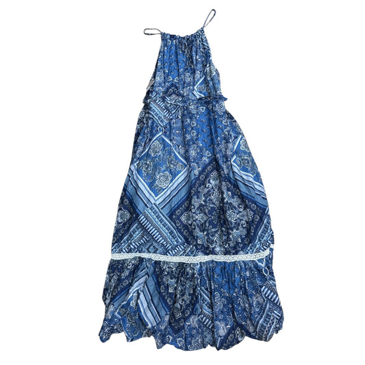 Dress Casual Maxi By Lucky Brand In Blue & White, Size:L