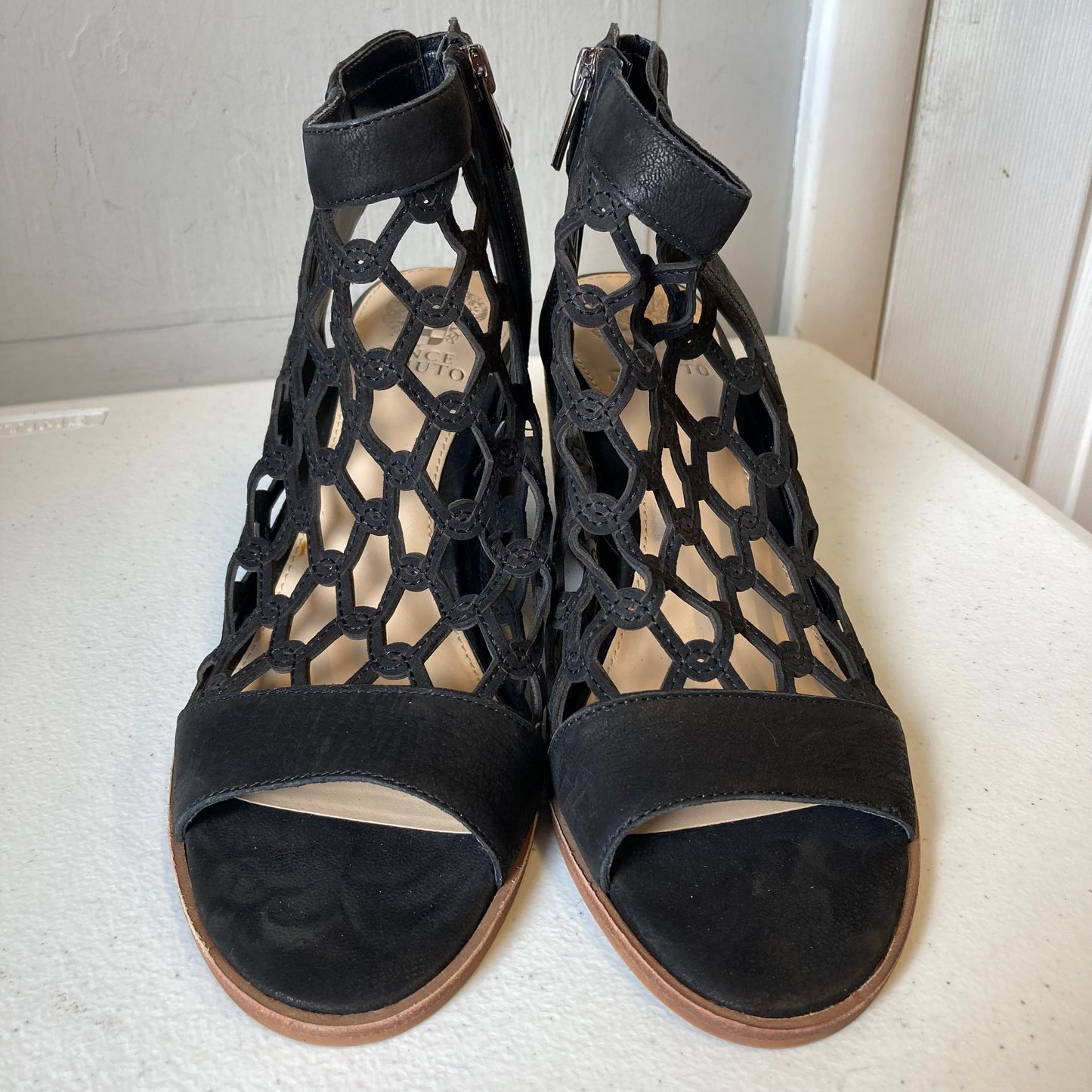 Sandals Heels Block By Vince Camuto In Tan, Size:8.5