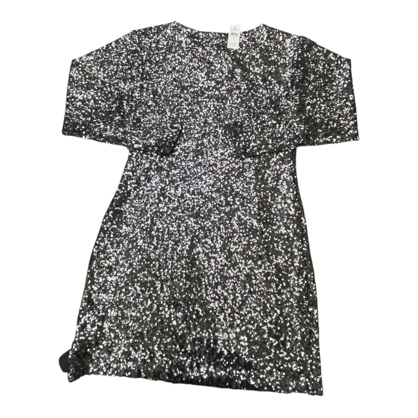 Dress Party Midi By Loft In Grey & Silver, Size:6