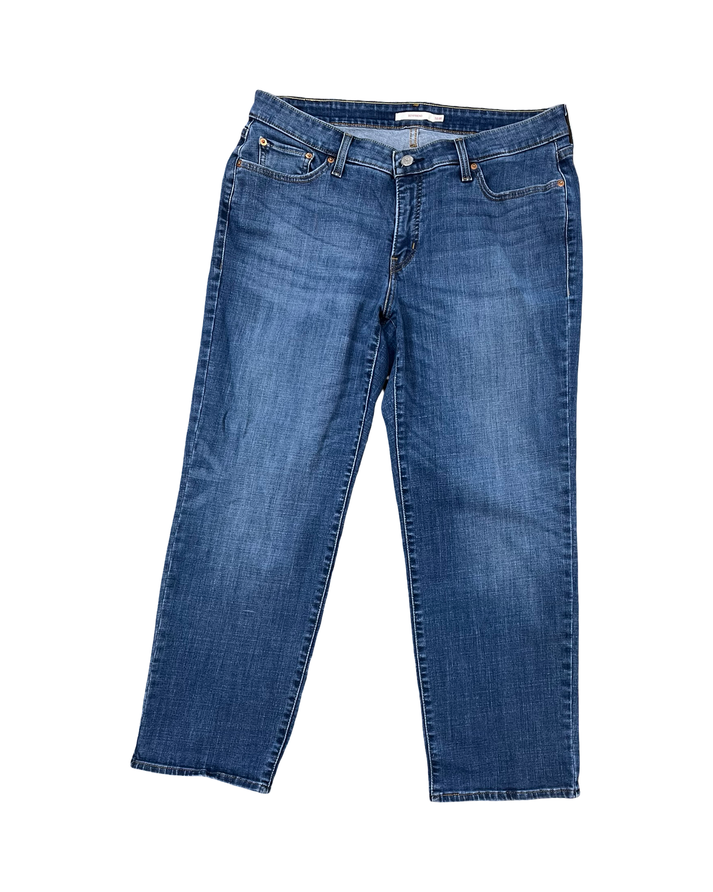 Jeans Boyfriend By Levis In Blue Denim, Size:16