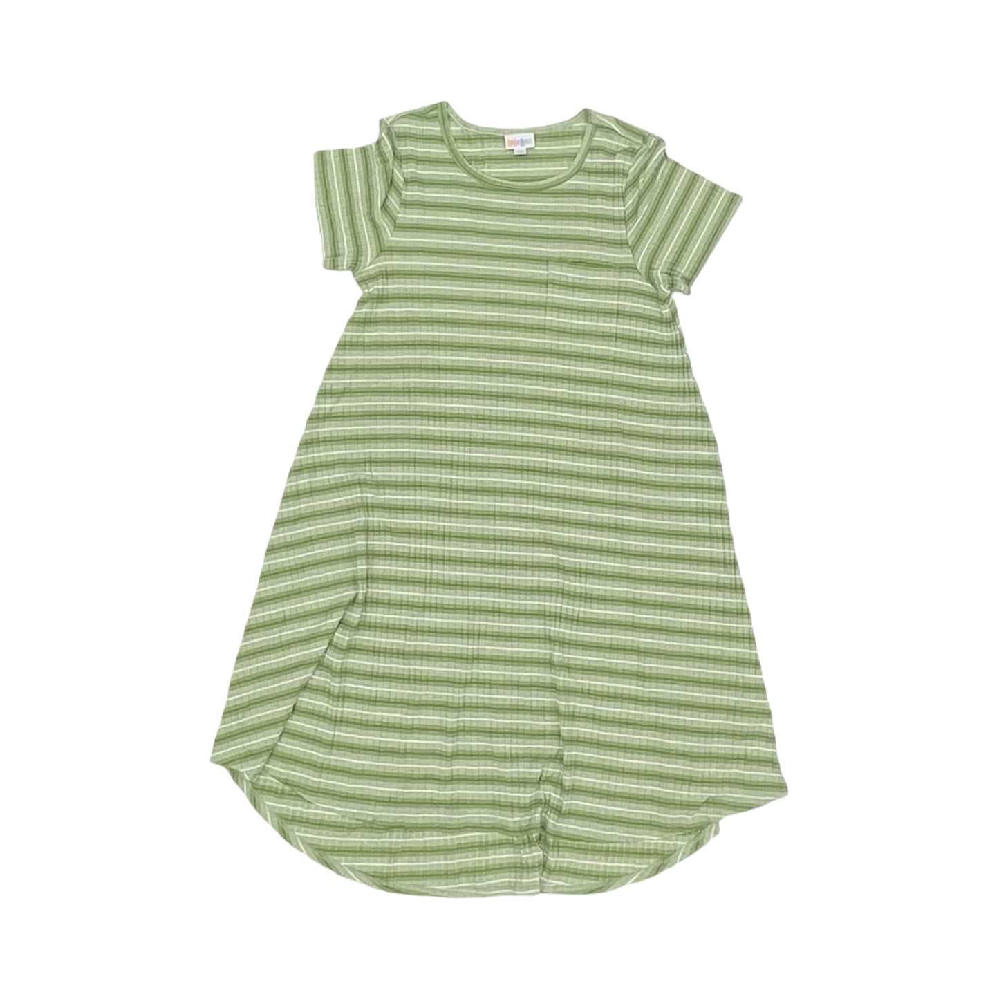 Dress Casual Midi By Lularoe In Green & White, Size:L