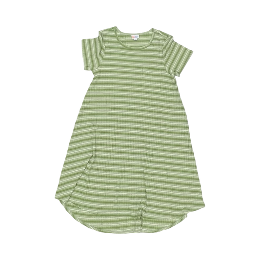 Dress Casual Midi By Lularoe In Green & White, Size:L