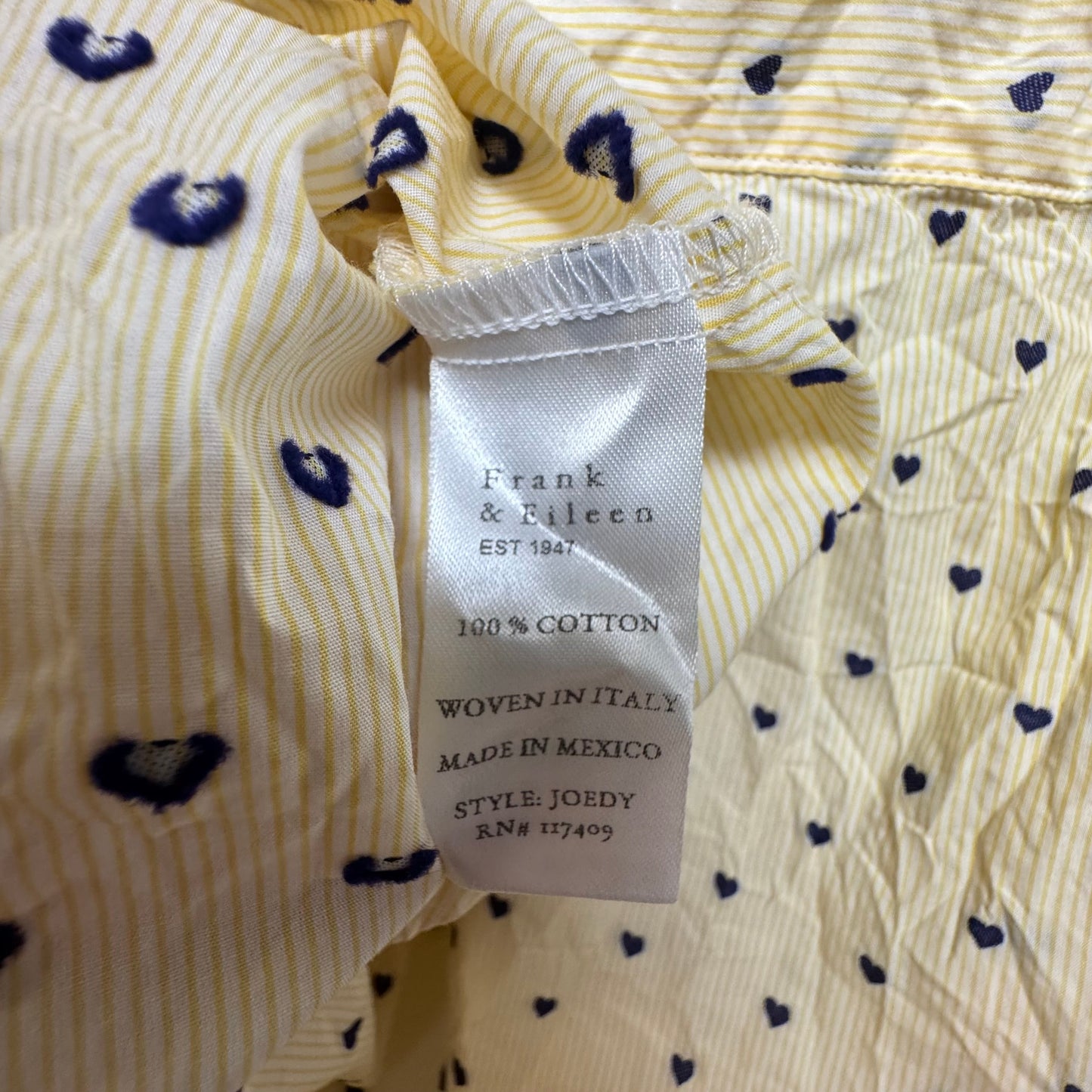 Joedy Button Up Shirt By Frank And Eileen In Blue & Yellow, Size: S