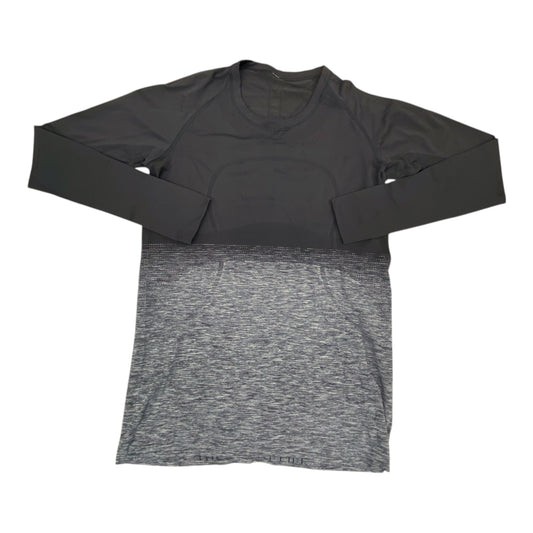 Athletic Top Ls Crewneck By Lululemon In Black & Grey, Size:12