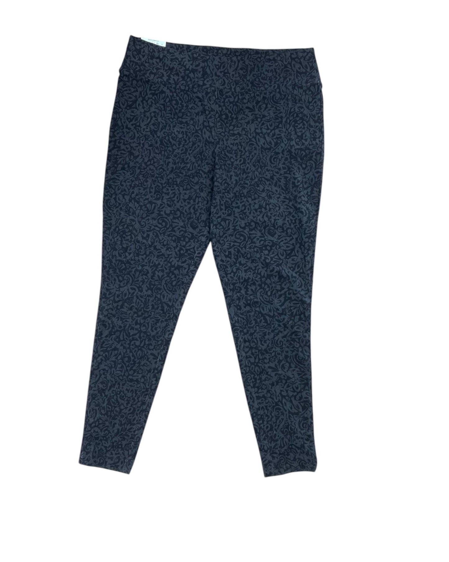 Athletic Leggings By Terra & Sky In Black & Grey, Size:L