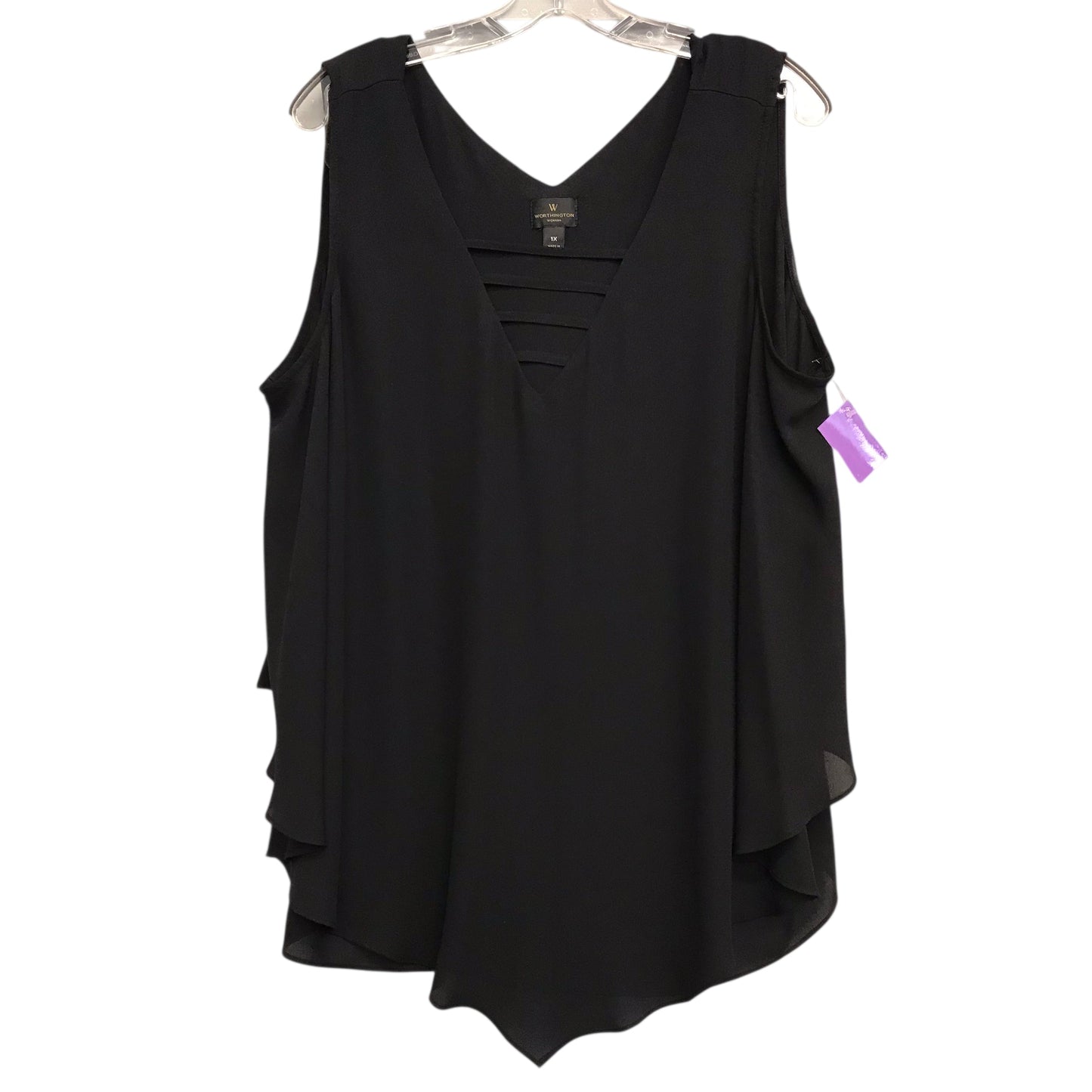 Top Sleeveless By Worthington In Black, Size:1X