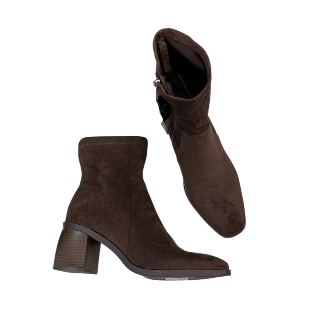 Boots Ankle Heels By Anne Klein In Brown, Size:9