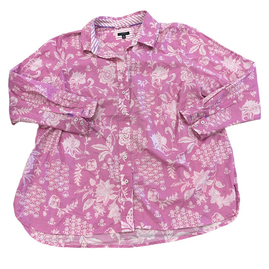 Top Ls By Talbots In Pink & White, Size:1X
