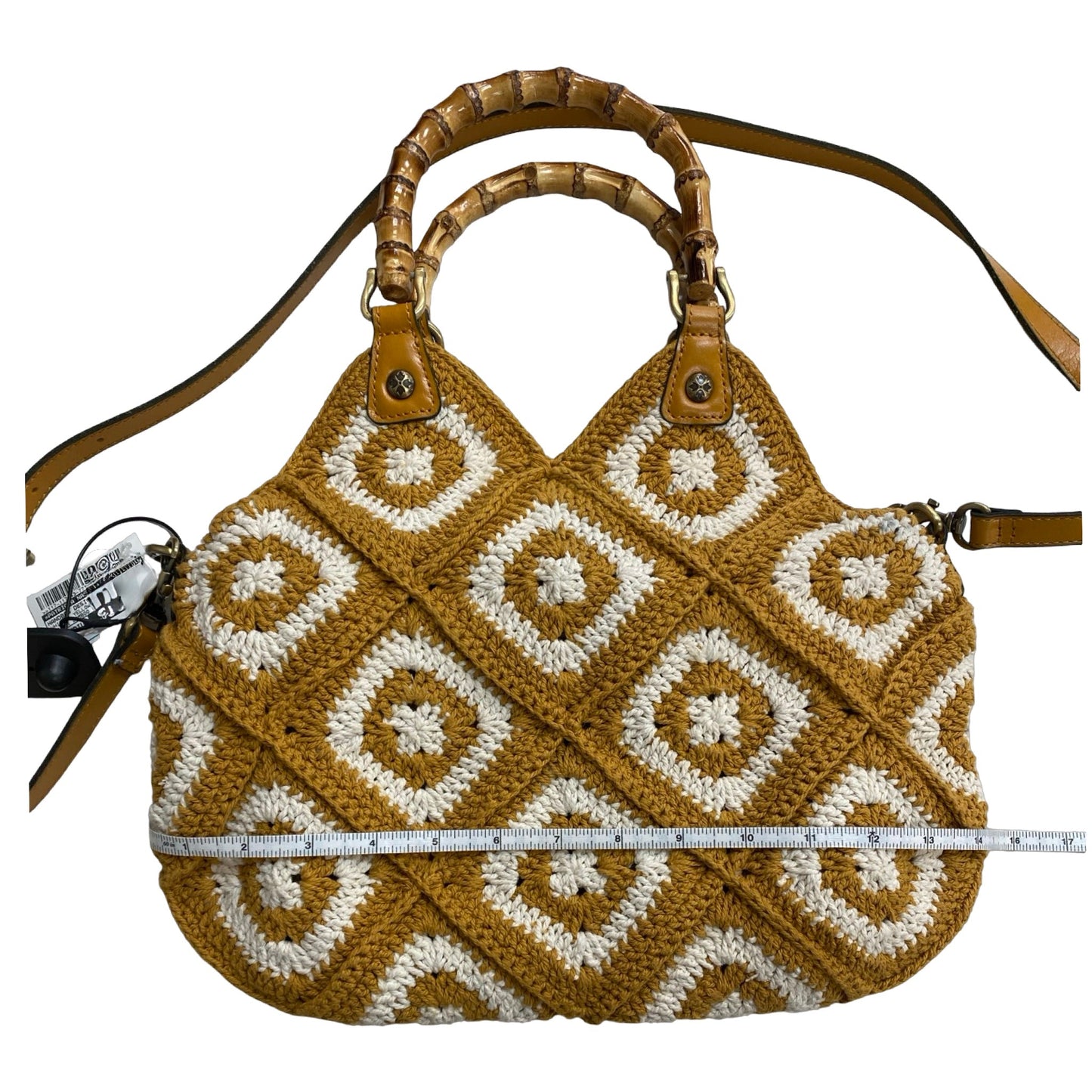 Handbag Designer By Patricia Nash In White & Yellow, Size:Medium