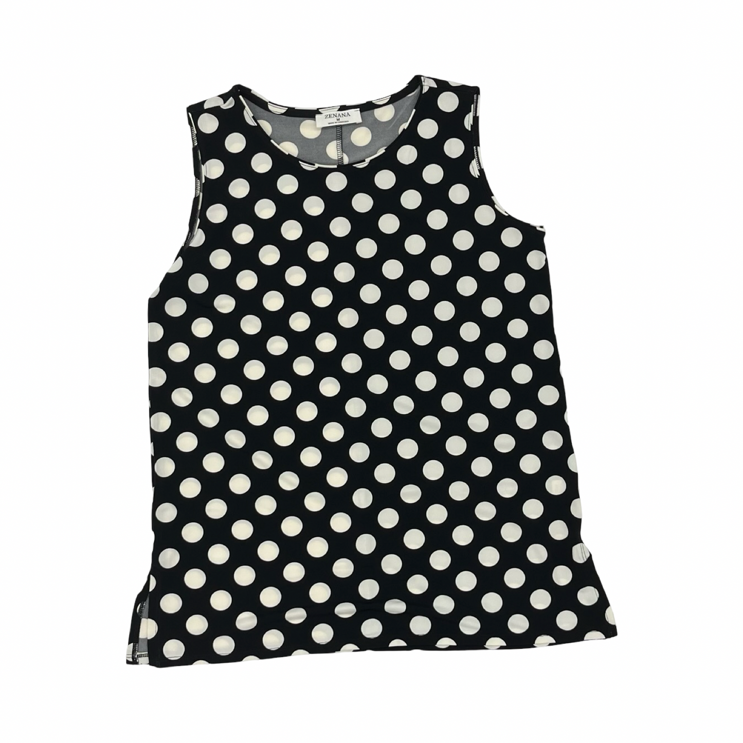 Blouse Sleeveless By Zenana In Black & White, Size:M