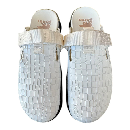Mule/Slide Designer By Sorel In White Snakeskin Print Pattern, Size:10