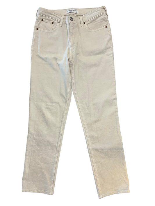 Jeans Straight By Abercrombie And Fitch In Cream Denim, Size:4