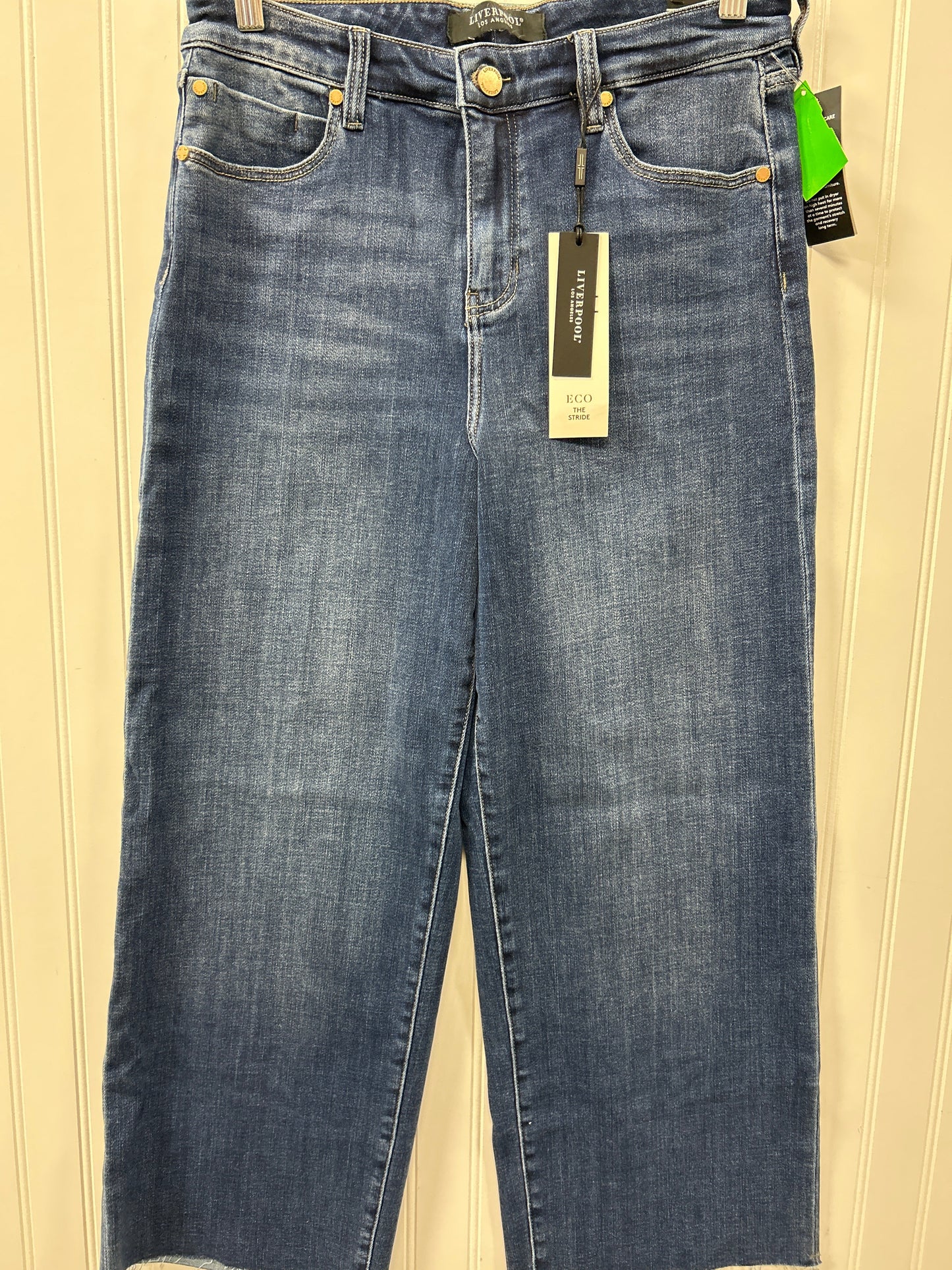 Jeans Cropped By Liverpool In Blue Denim, Size:8