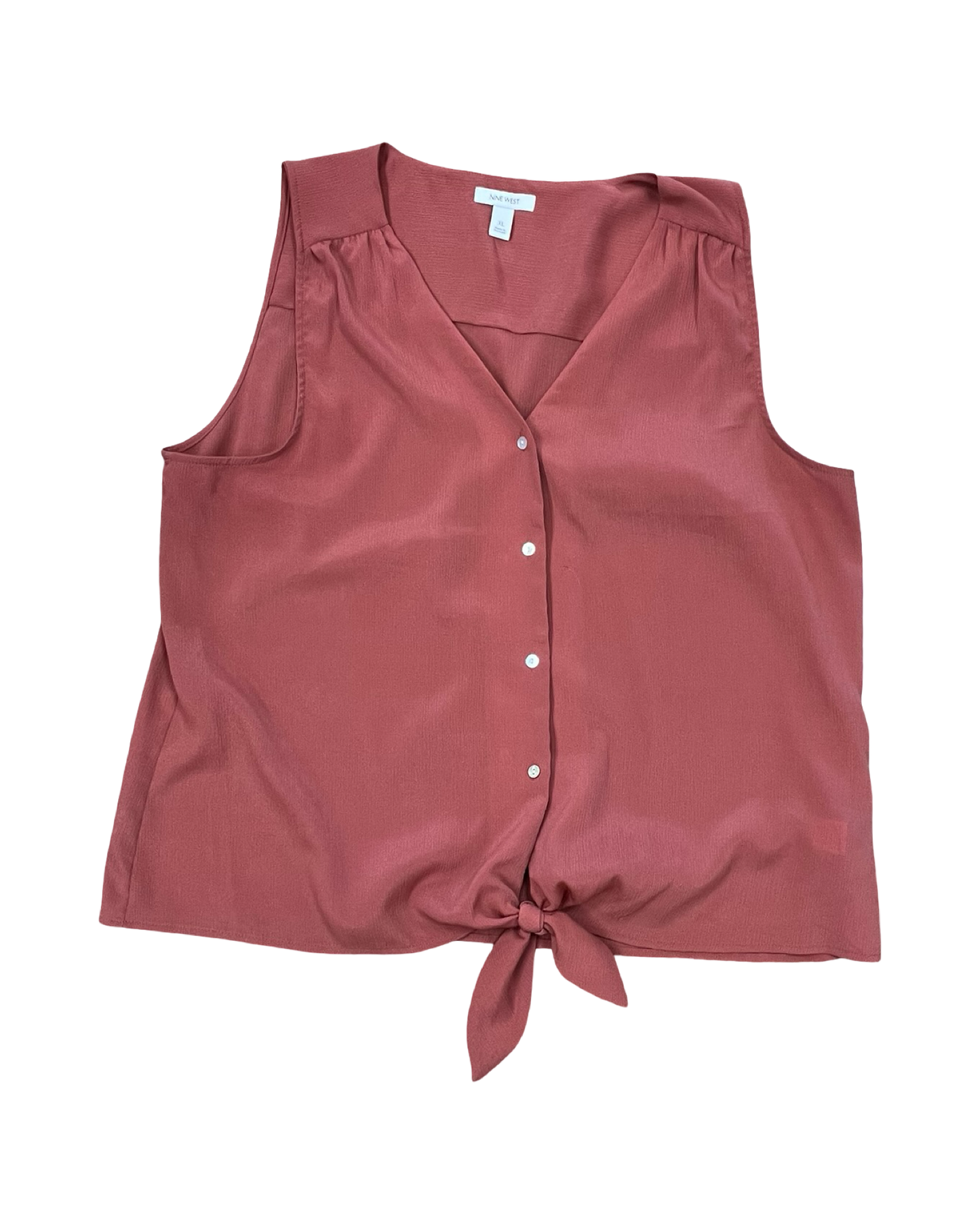 Blouse Sleeveless By Nine West In Orange, Size:Xl
