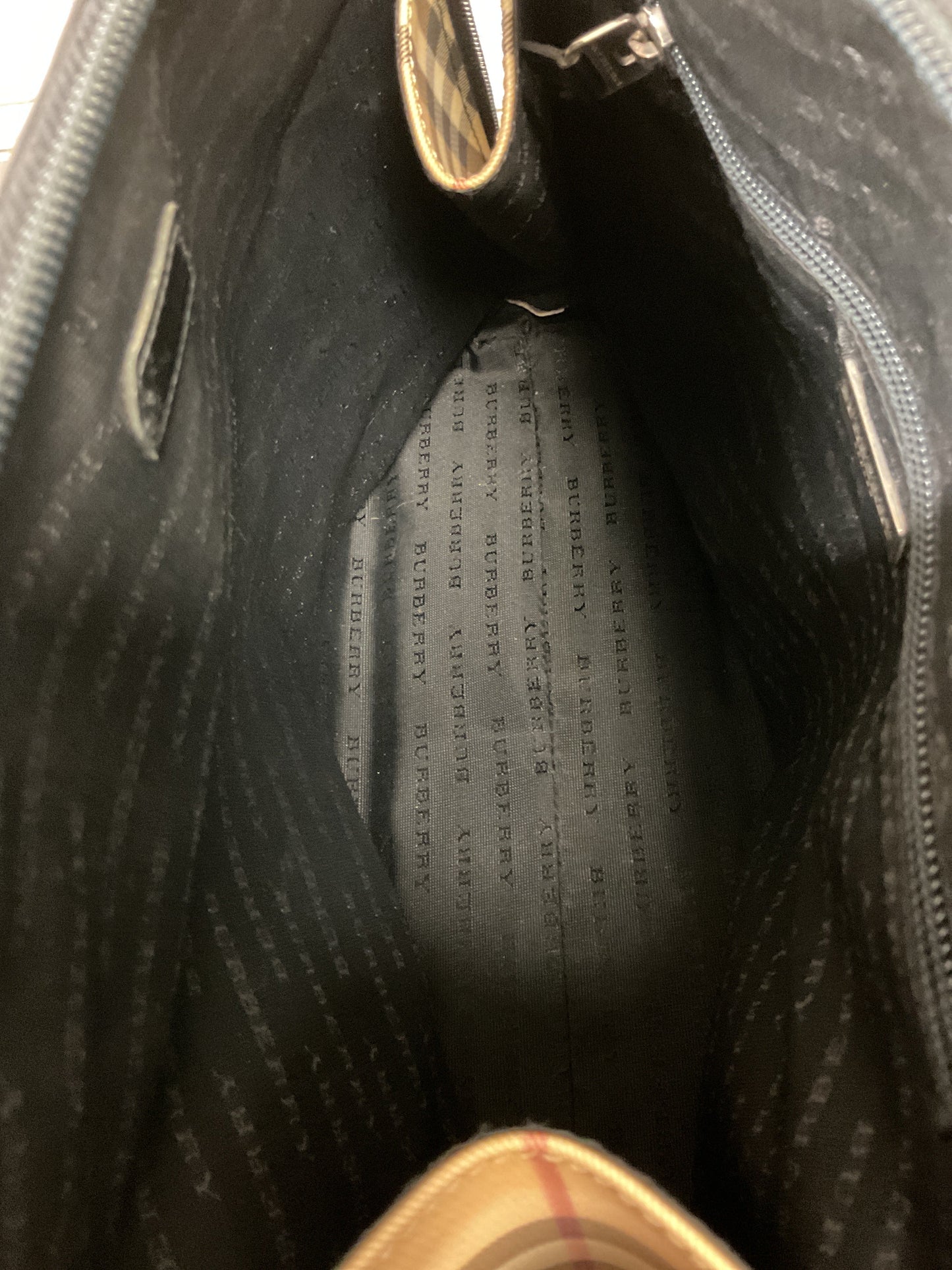 Handbag Luxury Designer By Burberry In Plaid Pattern, Size:Medium