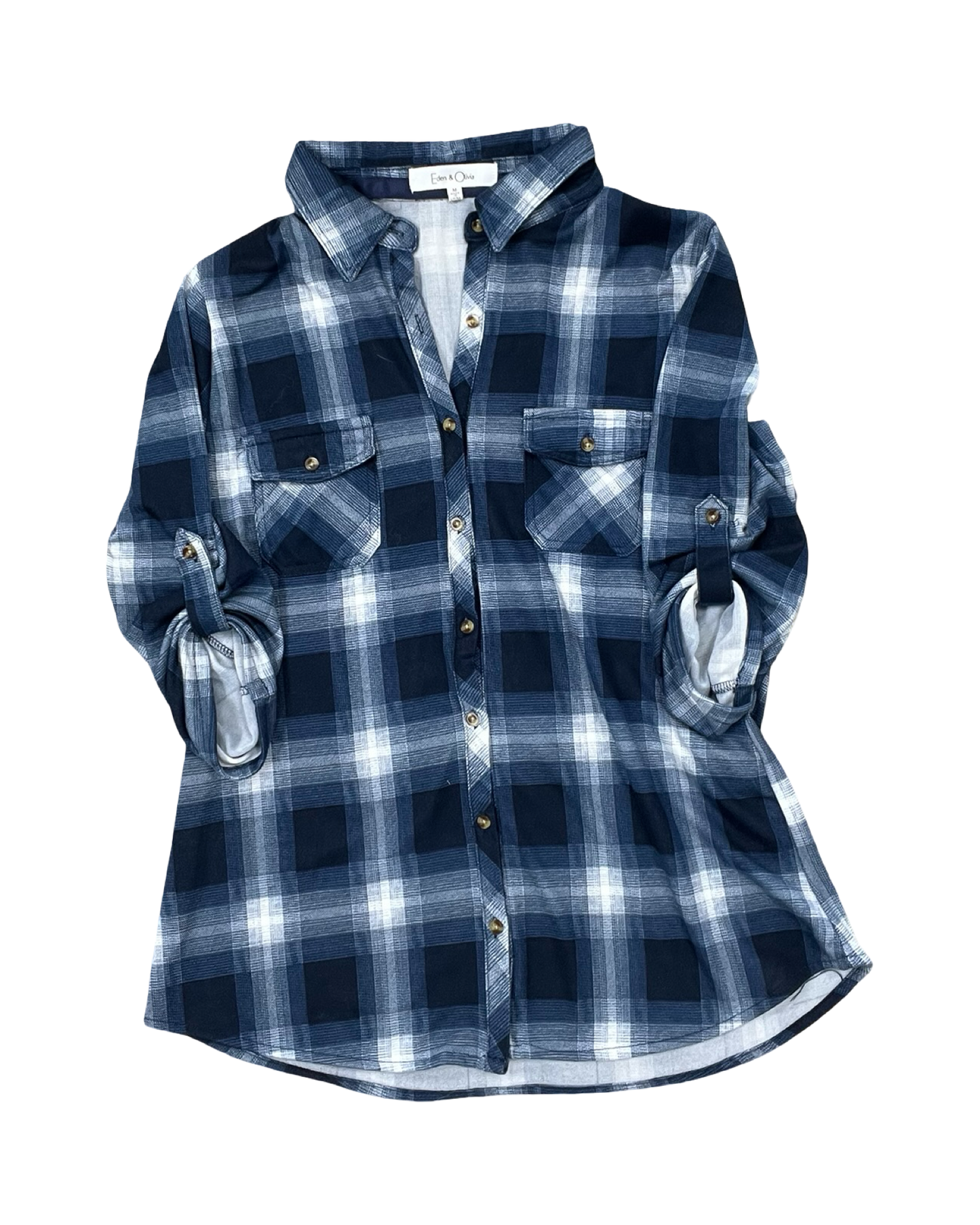 Top 3/4 Sleeve By Eden & Olivia In Blue & White, Size:M