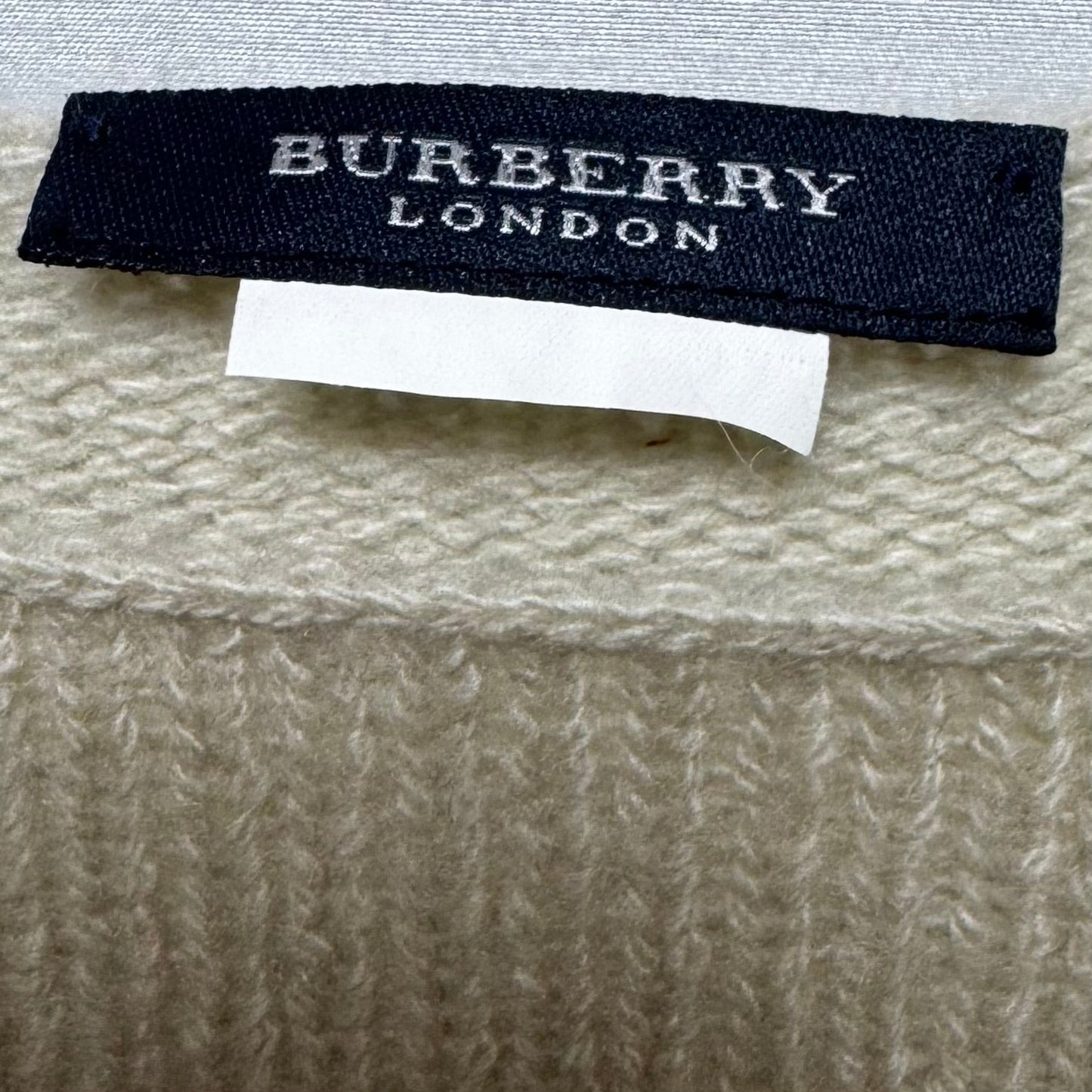 Vintage 100% Cashmere Boat Neck Sweater Luxury Designer By Burberry In Cream, Size: 10 (42)