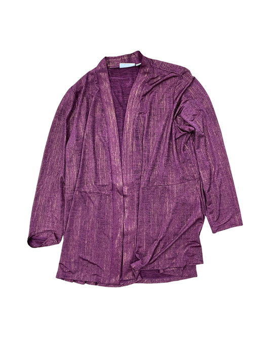 Cardigan By Susan Graver In Purple, Size:1X