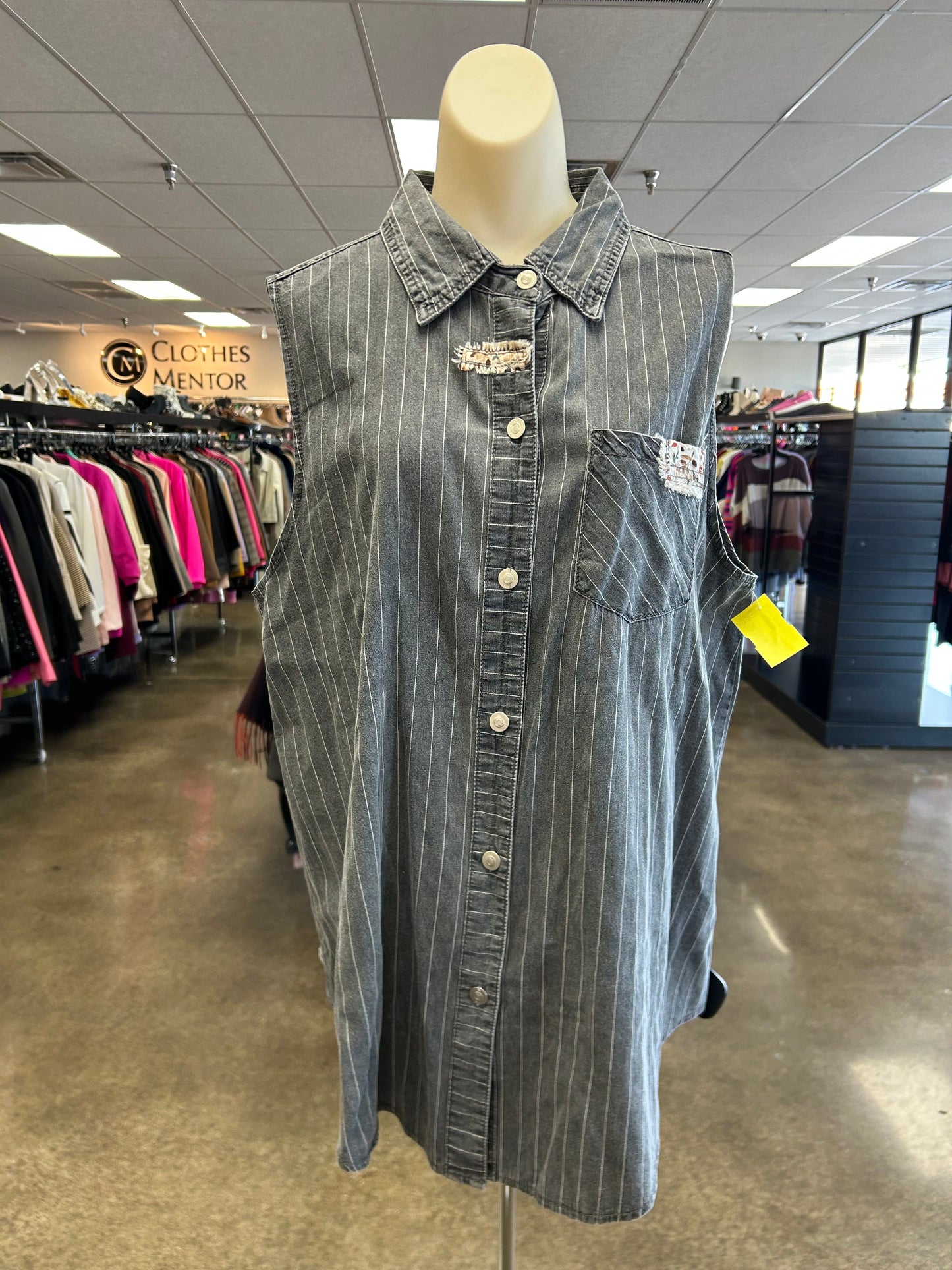 Top Sleeveless By Pol In Grey Denim, Size:S