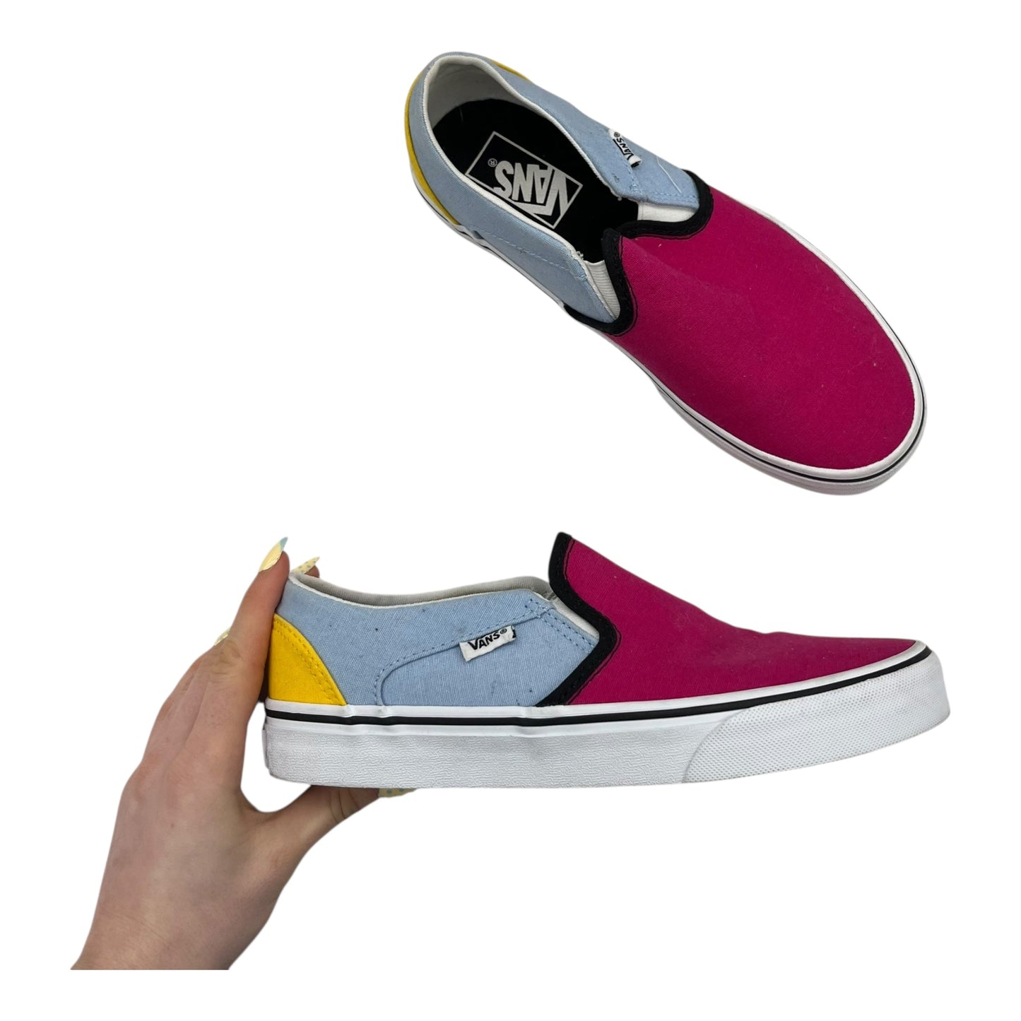 Shoes Flats By Vans In Blue & Pink, Size:8
