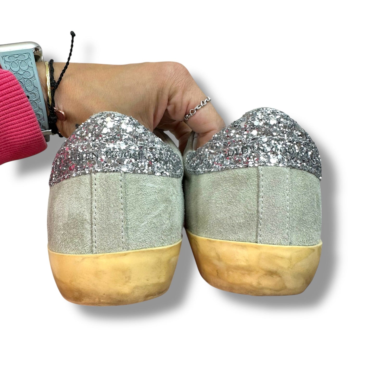 Shoes Luxury Designer By Golden Goose In Silver, Size: 10