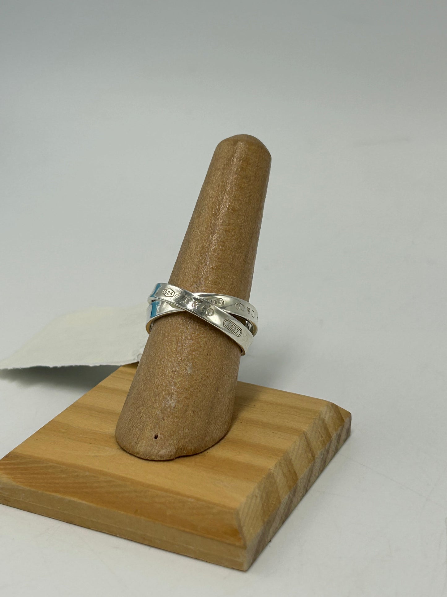 Tiffany & Company 925 Silver Interlocking Luxury Ring, Size 8