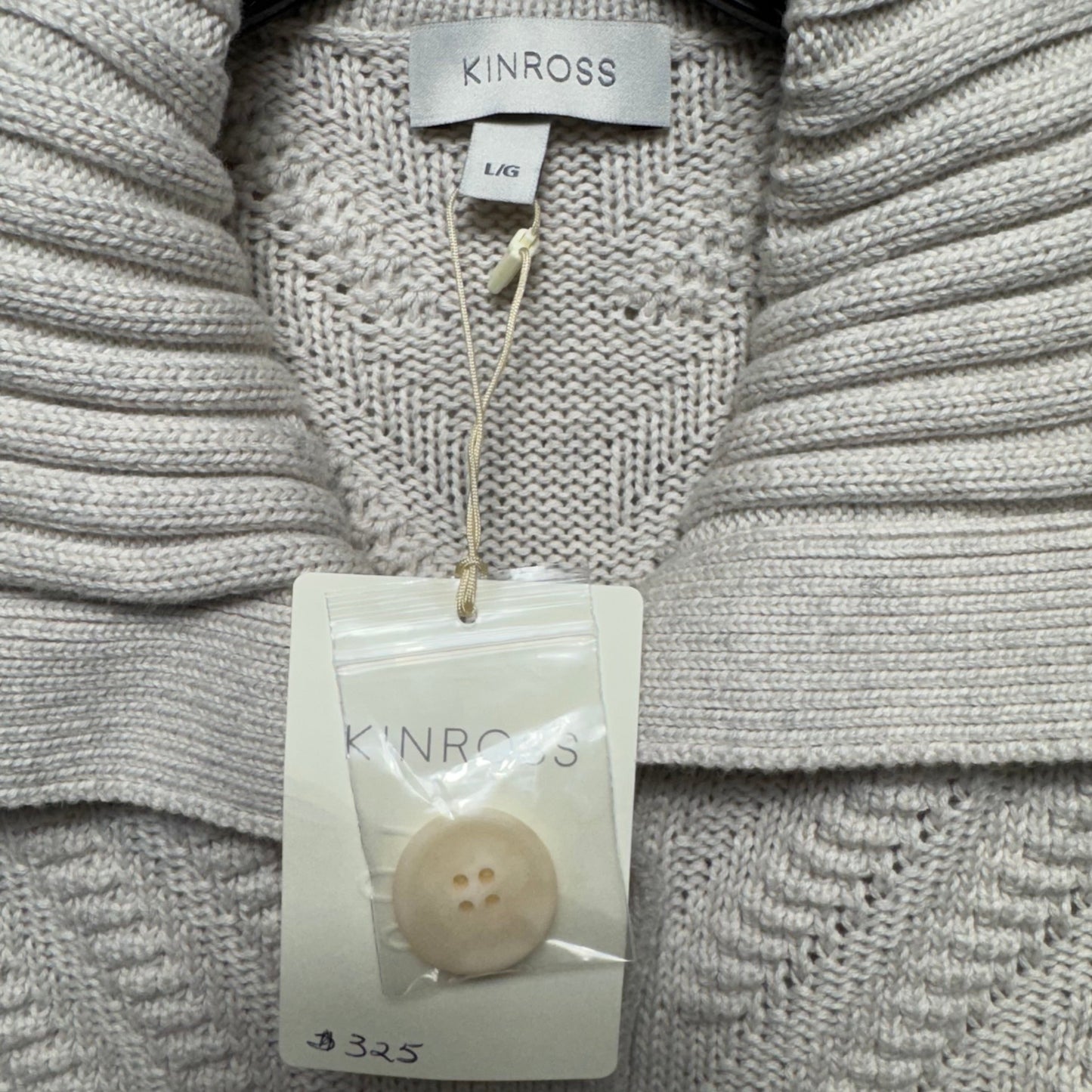 Cotton Sweater Cardigan By Kinross In Tan, Size: L