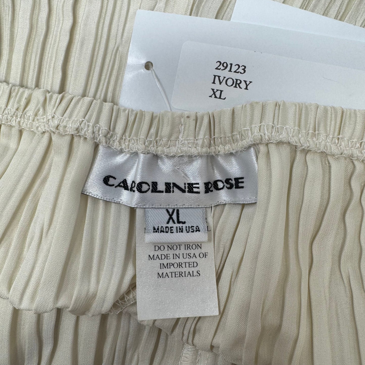 Plissé Wide Leg Pants By Caroline Rose In Ivory, Size: XL