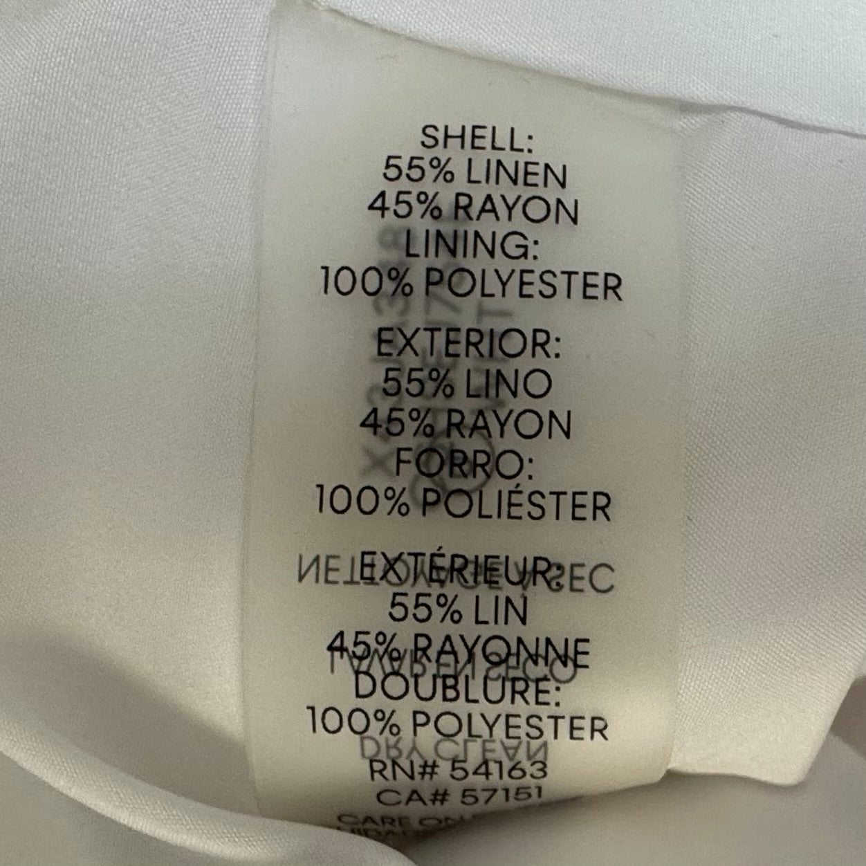 Linen Blend Blazer By Calvin Klein In White, Size: 18