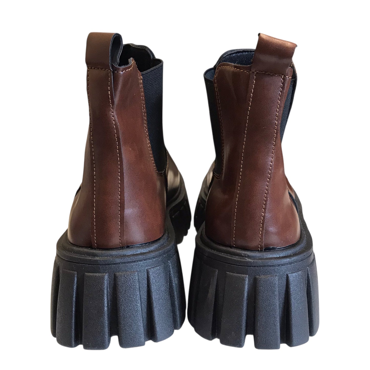 Boots Ankle Flats In Brown, Size:9.5