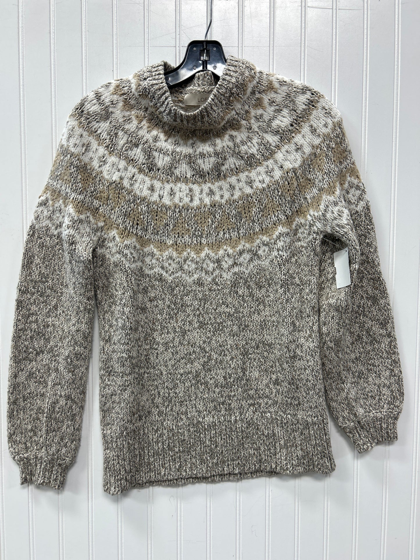 Sweater By Loft In Cream & Grey, Size:S