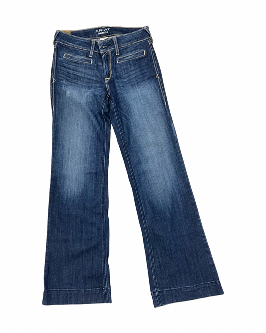 Jeans Boot Cut By Ariat In Blue Denim, Size:6