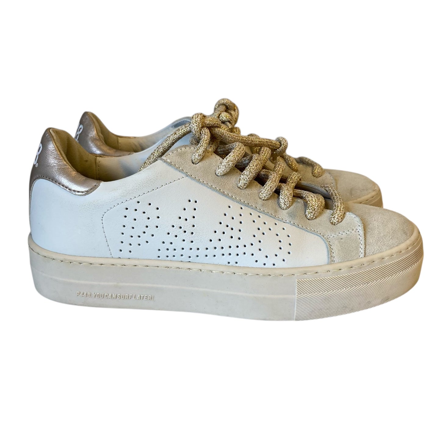 Shoes Sneakers By P448 In Tan & White, Size:5