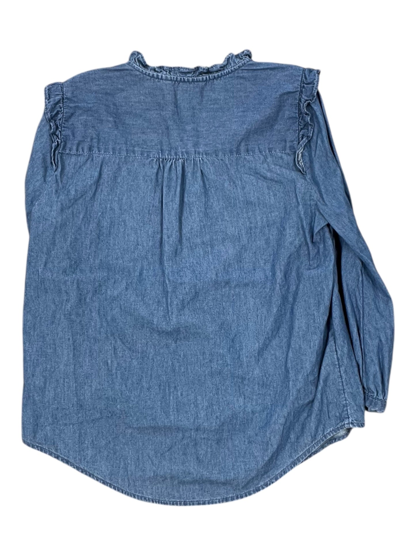 Blouse 3/4 Sleeve By Lc Lauren Conrad In Blue Denim, Size:Xs