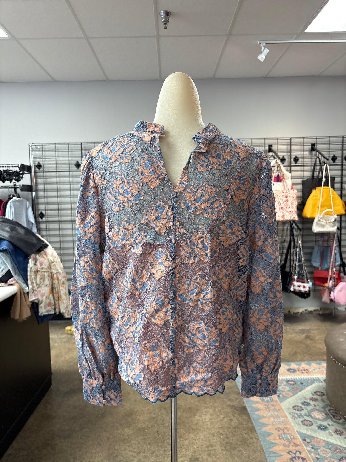 Top Ls By Loft In Blue & Orange, Size:M