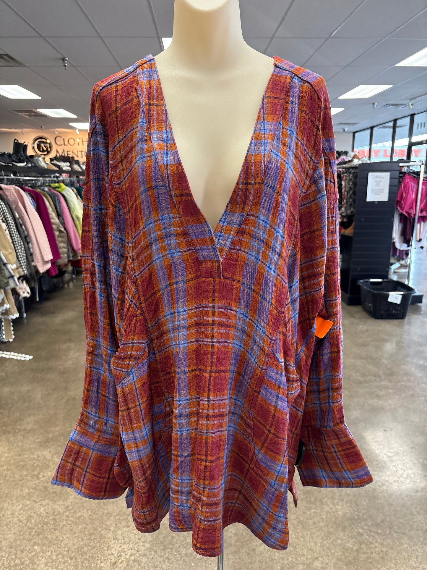 Top Ls By We The Free In Blue & Orange, Size:L