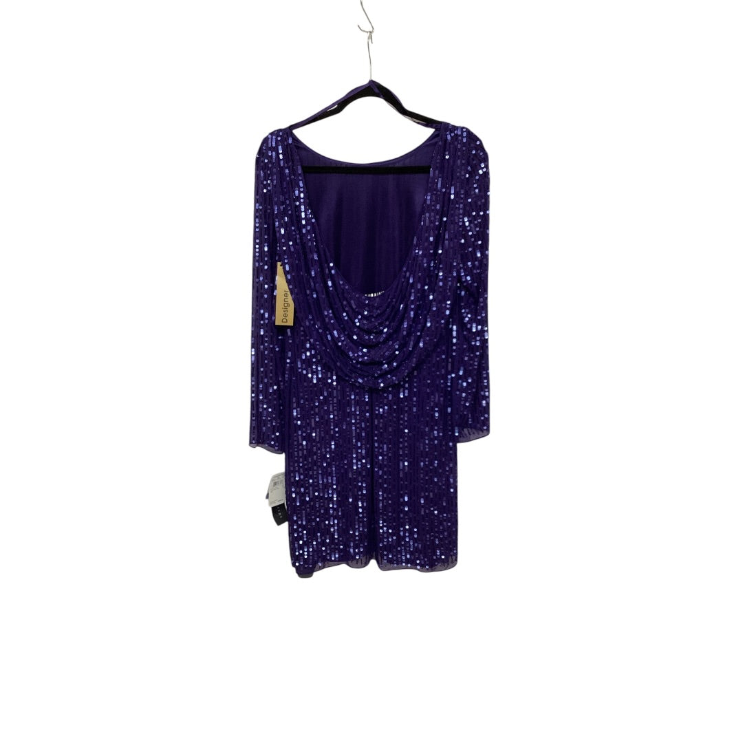 Designer Dress Party Short By Aidan Mattox In Purple, Size: 10