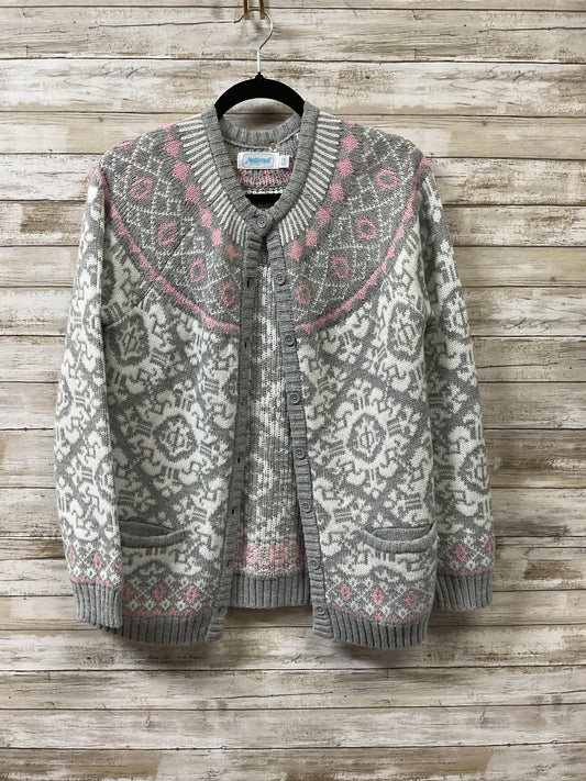 Sweater Cardigan By Clothes Mentor In Grey & White, Size:M