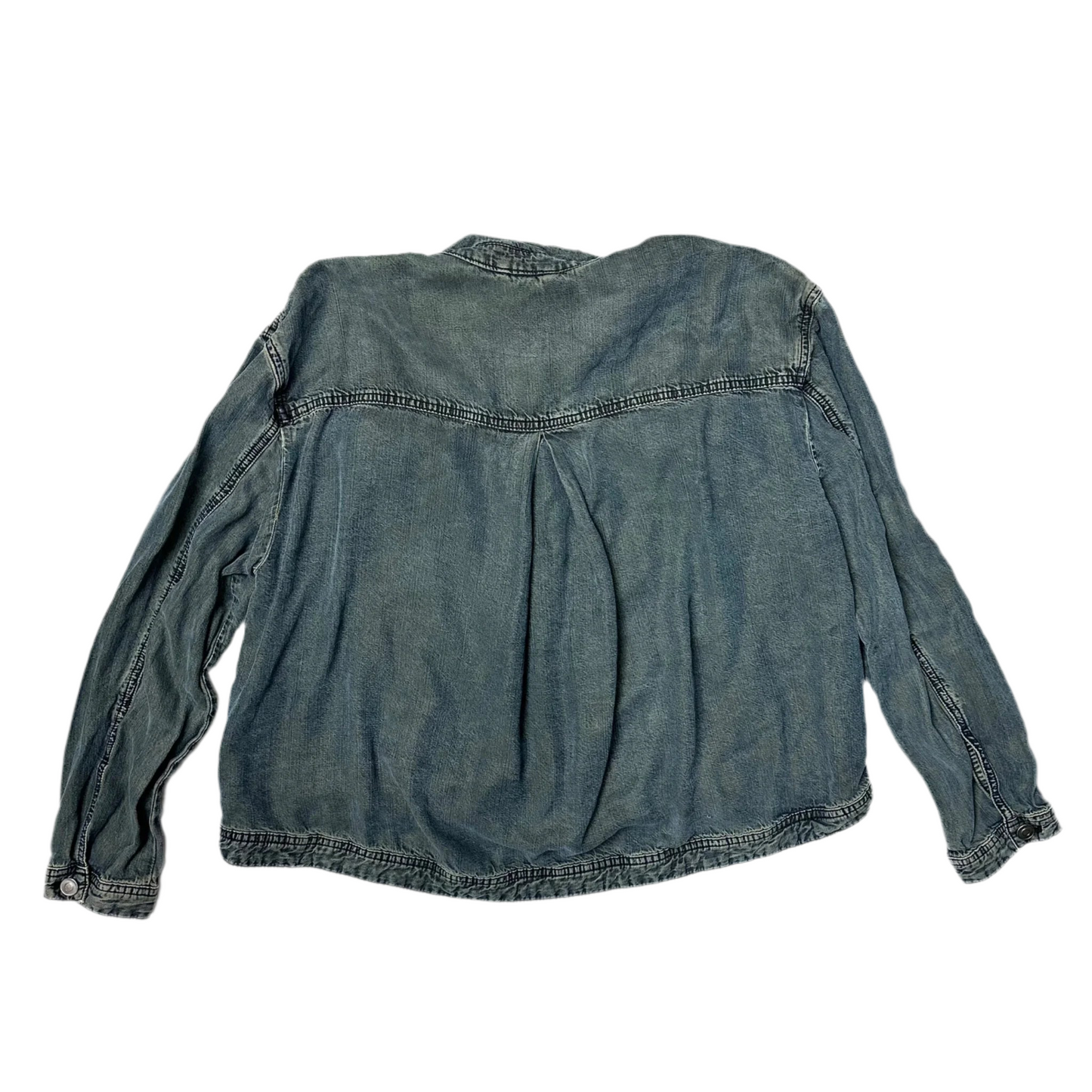Jacket Shirt By Free People In Blue Denim, Size: M